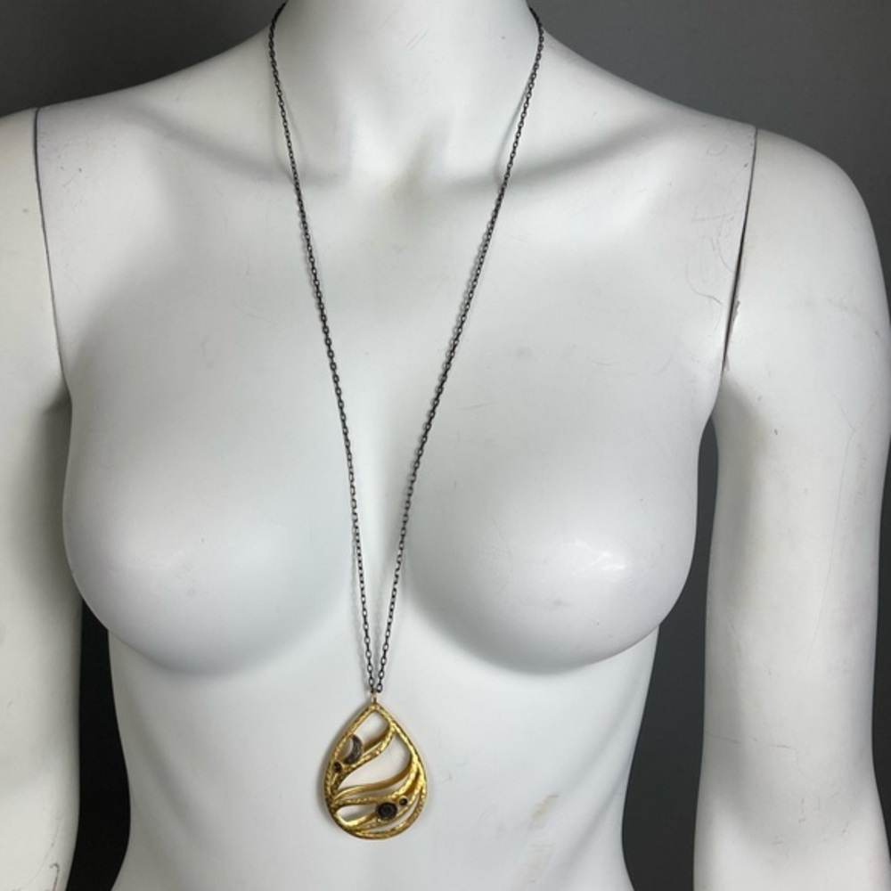 Celestial Whimsical Statement Necklace sun moon amulet Satya long large‎ pendant
